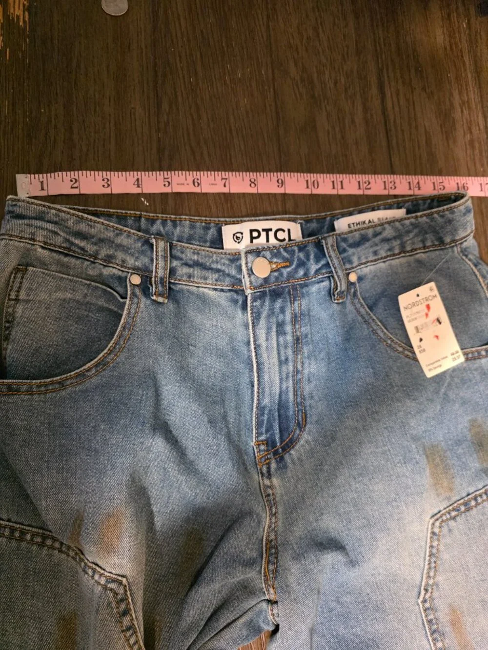 PTCL High Rise Baggy Carpenter Jeans NWT Size 28 Wide Leg Utility Blue Denim - Picture 7 of 15